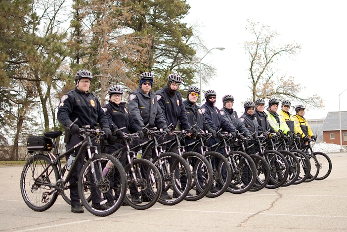 The Metro Transit Police Department's Bike Patrol poses during a training at Fort Snelling.