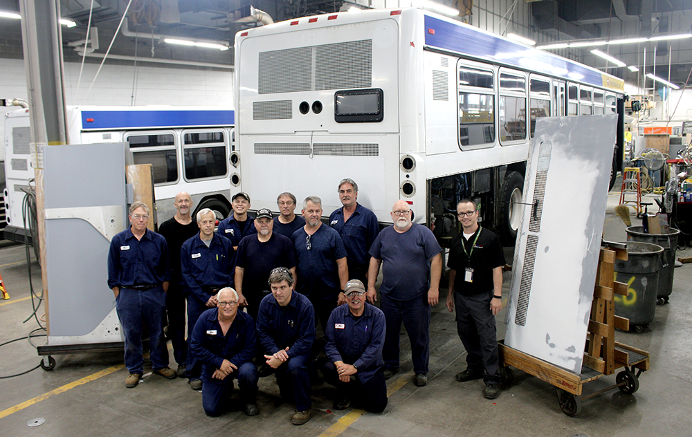 Technicians in Metro Transit's Overhaul Base perform mid-life maintenance on all buses so they look like new throughout their service life.