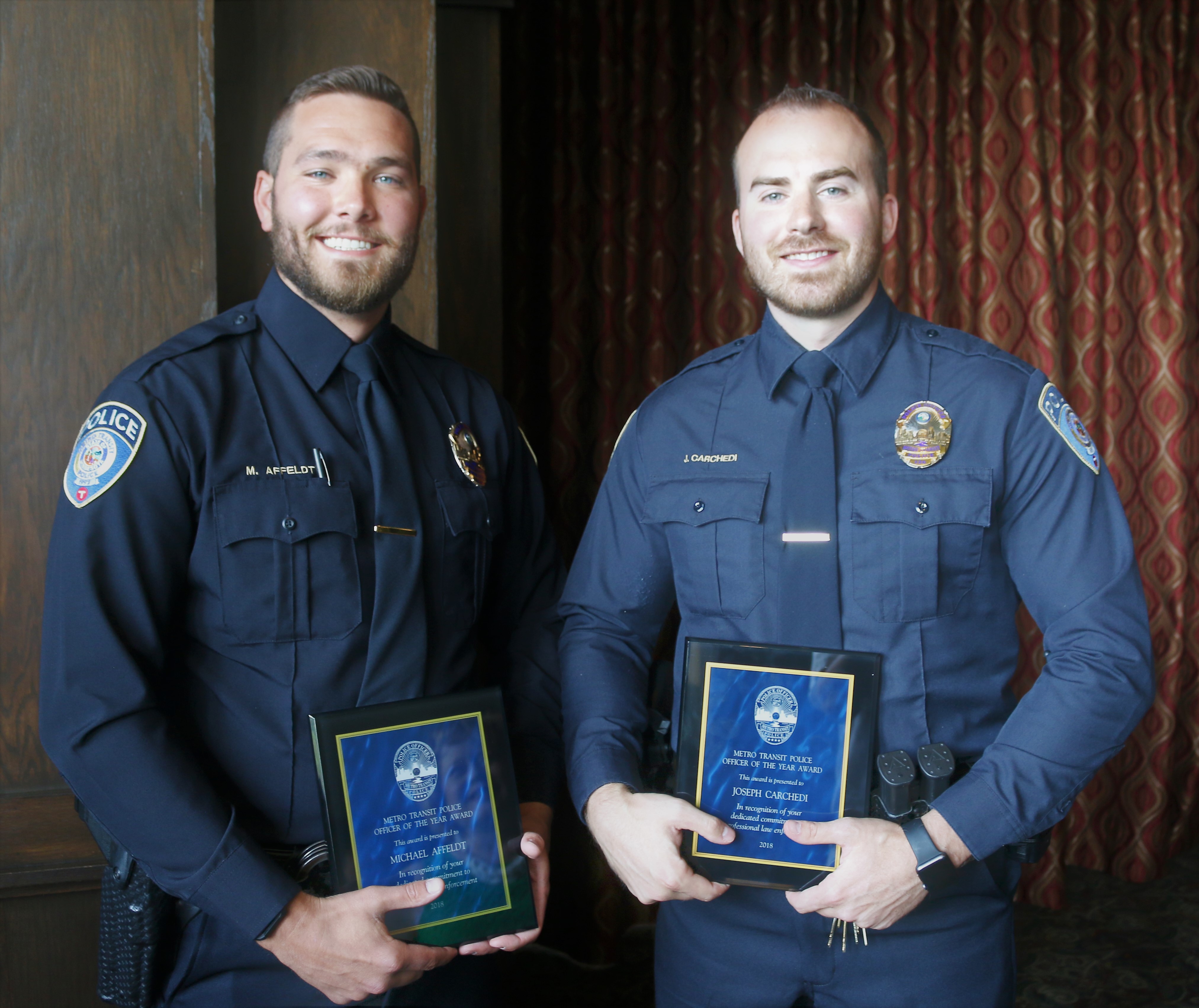 MTPD Officers of the Year Michael Affeldt (left) and Joe Carchedi