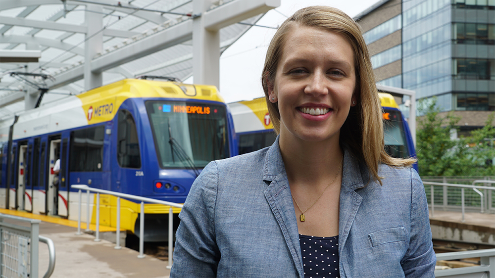 Joan Hollick, Interim Director-New Starts Projects, at Target Field Station in Minneapolis. 